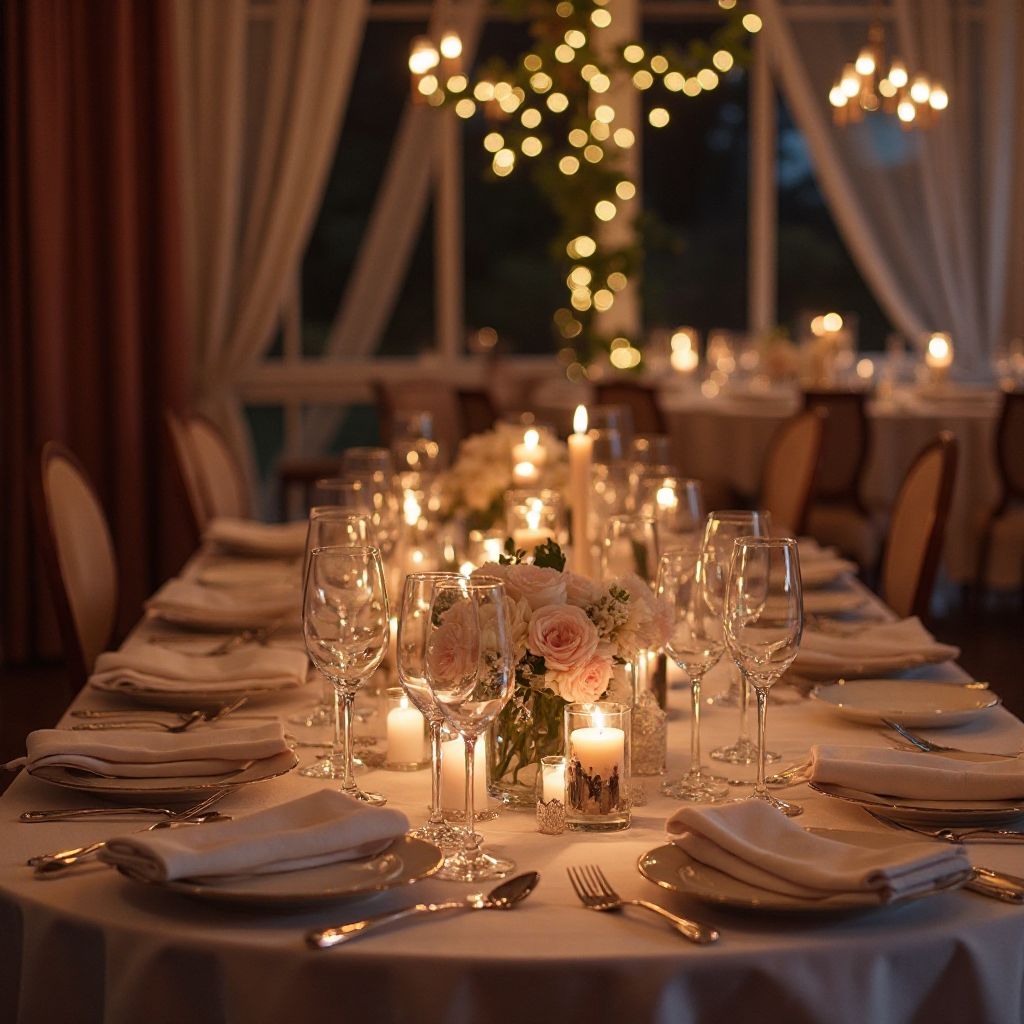 Anniversary celebration with elegant table settings
